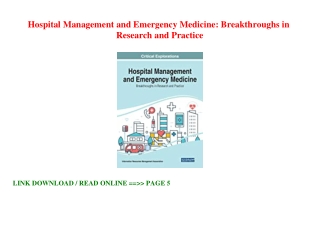 ^PDF/BOOK)READ Hospital Management and Emergency Medicine Breakthroughs in Resea