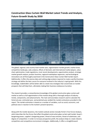 Construction Glass Curtain Wall Market