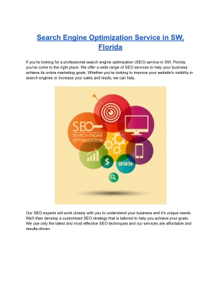 Search Engine Optimization Service in SW, Florida