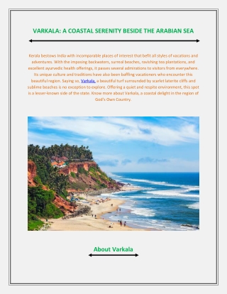 VARKALA: An Ocean front Serenity near the Middle Eastern Ocean