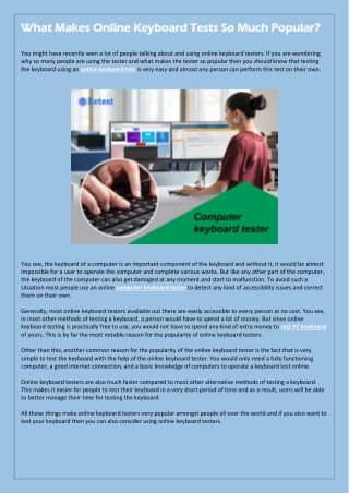 What Makes Online Keyboard Tests So Much Popular
