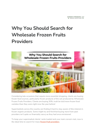 Why You Should Search for Wholesale Frozen Fruits Providers