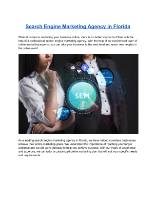 Search Engine Marketing Agency in Florida