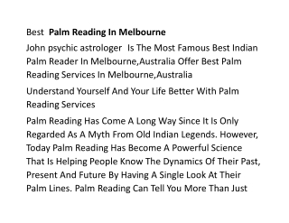 Best  Palm Reading In Melbourne