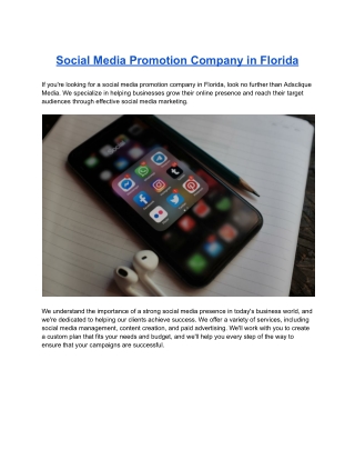 Social Media Promotion Company in Florida