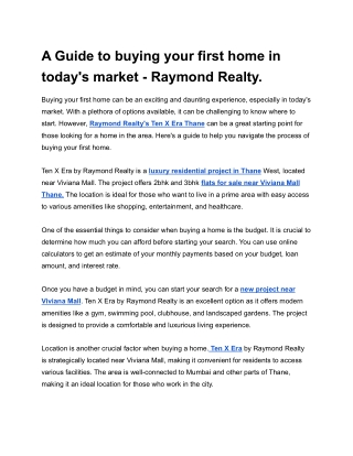 A Guide to buying your first home in today's market - Raymond Realty.