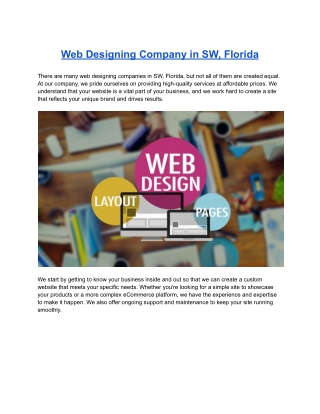 Web Designing Company in SW, Florida