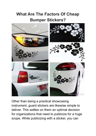 What Are The Factors Of Cheap Bumper Stickers