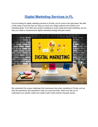 Digital Marketing Services in FL