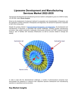 Liposome Development and Manufacturing | Analysis | Market Size | 2035