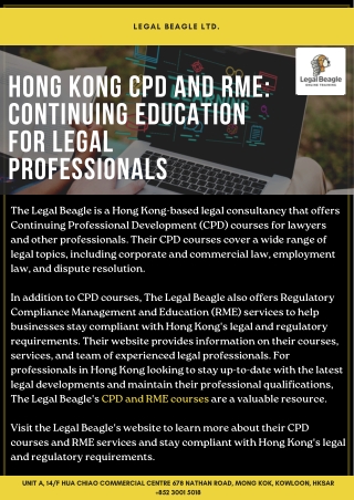 Hong Kong CPD and RME: Continuing Education for Legal Professionals