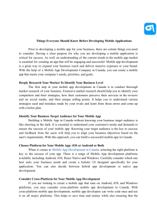 Things Everyone Should Know Before Developing Mobile Applications