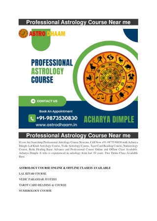 Professional Astrology Course Near me  91-9873530830