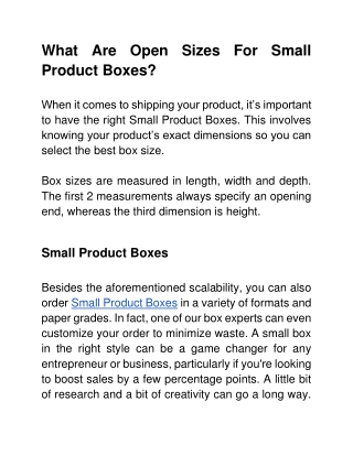 What Are Open Sizes For Small Product Boxes_