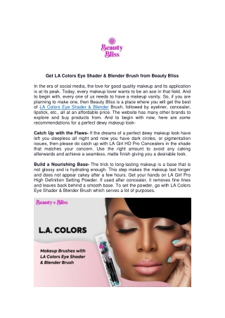 Get LA Colors Eye Shader & Blender Brush from Beauty Bliss