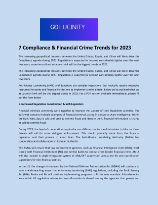 7 Compliance & Financial Crime Trends for 2023 - Lucinity