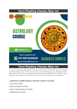 Tarot Reading Classes Near me  91-9873530830