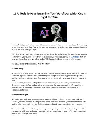 11 AI Tools To Help Streamline Your Workflow: Which One Is Right For You?