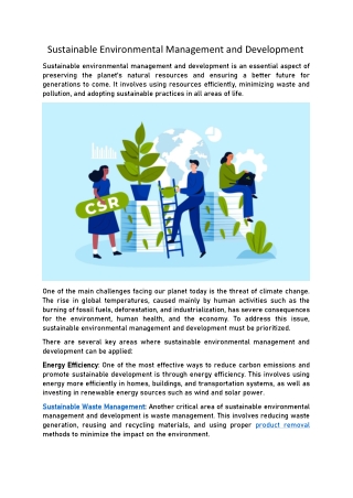 Sustainable Environmental Management and Development