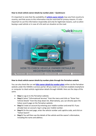 How to check vehicle details by registration number