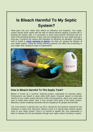 Is Bleach Harmful To My Septic System?