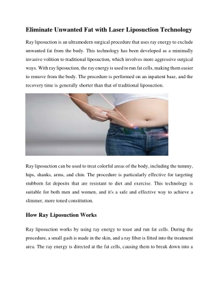 Eliminate Unwanted Fat with Laser Liposuction Technology