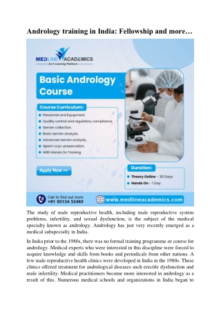 Andrology training in India: Fellowship and more