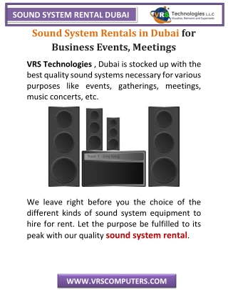 Sound System Rentals in Dubai for Business Events, Meetings