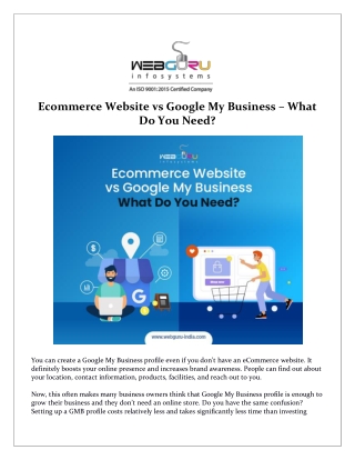 Ecommerce Website vs Google My Business – What Do You Need?