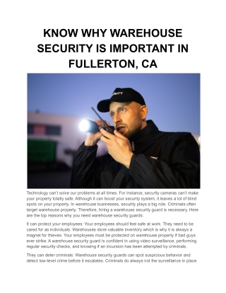 KNOW WHY WAREHOUSE SECURITY IS IMPORTANT IN FULLERTON, CA