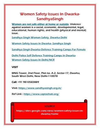 Women Safety Issues In Dwarka- SandhyaSingh