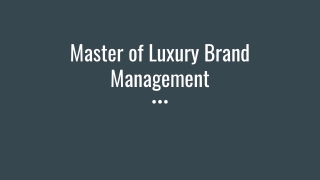 Master of Luxury Brand Management