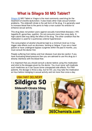 What is Silagra 50 MG Tablet