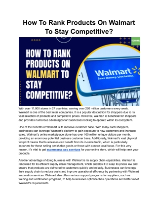 How To Rank Product Listing On Walmart To Stay Competitive