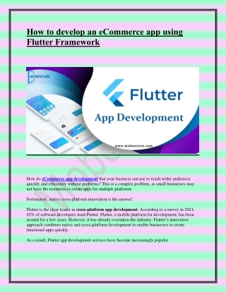 How to develop an eCommerce app using Flutter Framework