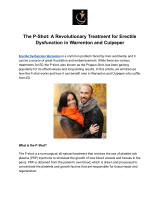 The P-Shot_ A Revolutionary Treatment for Erectile Dysfunction in Warrenton and Culpeper