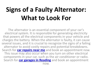 Signs of a Faulty Alternator: What to Look For