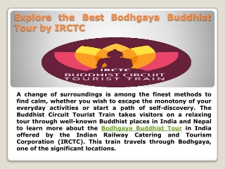 Explore the Best Bodhgaya Buddhist Tour by IRCTC