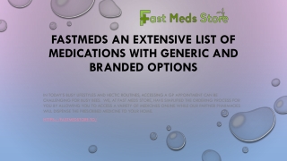 FastMeds an Extensive list of Medications with Generic and Branded Options