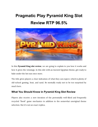 Pragmatic Play Pyramid King Slot Review RTP 96.5%