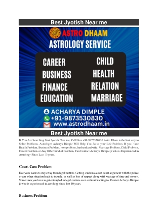 Best Jyotish Near me  91-9873530830