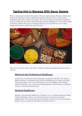 Tasting Holi in Banaras With Savor Sweets