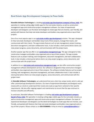 Real Estate App Development Company in Pune India