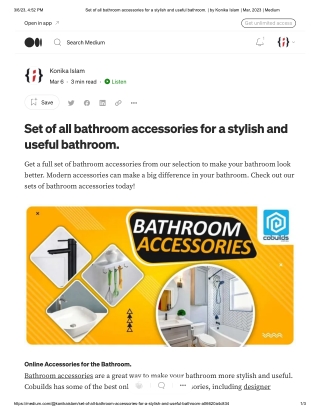 Set of all bathroom accessories for a stylish and useful bathroom.