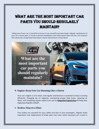 What are the most important car parts you should regularly maintain