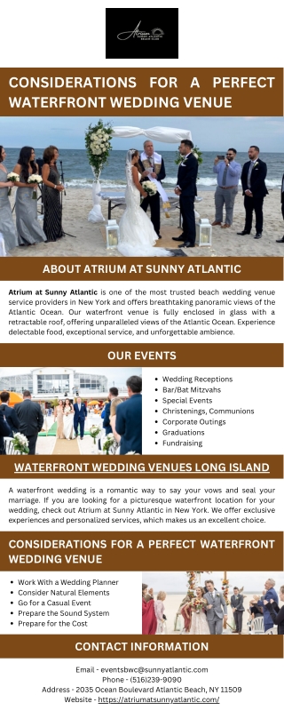 Considerations for a Perfect Waterfront Wedding Venue