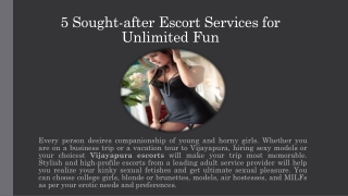 5 Sought-after Escort Services for Unlimited Fun