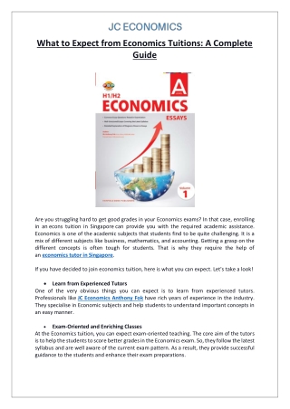 What to Expect from Economics Tuitions: A Complete Guide
