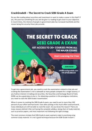 CrackGradeB – The Secret to Crack SEBI Grade A Exam