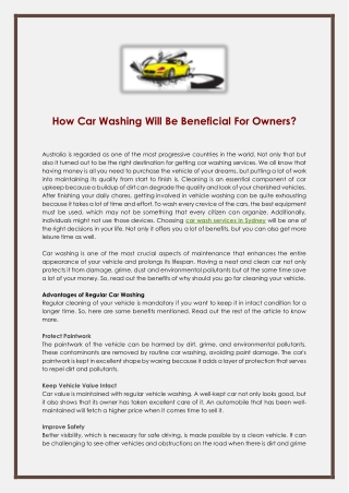 How Car Washing Will Be Beneficial For Owners